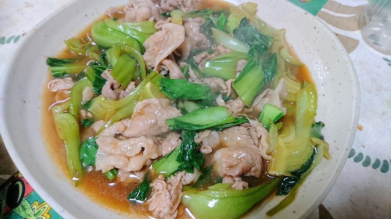 豚肉とチンゲンサイのオイスター炒め